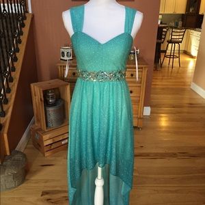 Blue green ombré formal dress